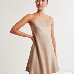 Abercrombie & Fitch 90s Satin Gold Mini Slip Dress Spaghetti Strap
